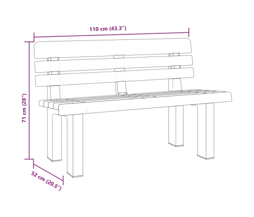 vidaXL Banco de jardín polipropileno blanco 110x52x71 cm