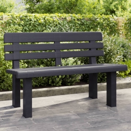 Banco de jardín polipropileno gris antracita 110x52x71 cm