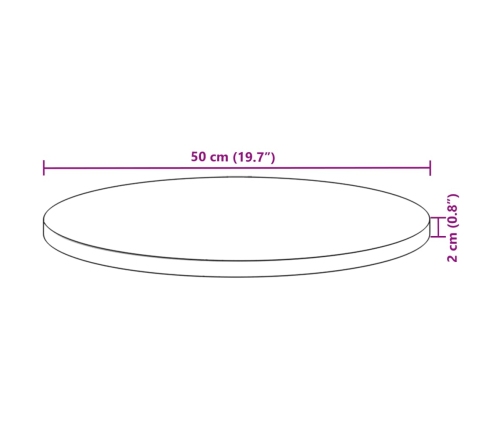 Tablero de mesa redondo madera maciza de acacia Ø50x2 cm