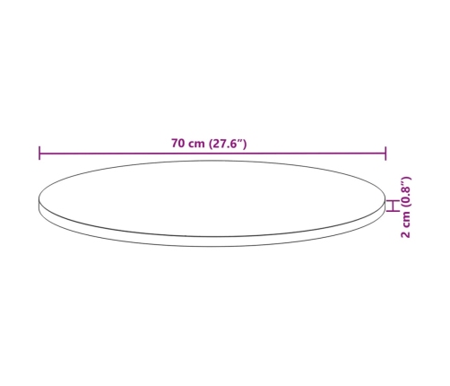 Tablero de mesa redondo madera maciza de acacia Ø70x2 cm