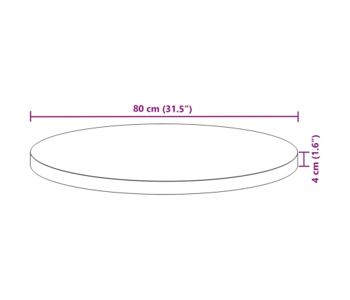 Tablero de mesa redondo madera maciza de acacia Ø80x4 cm