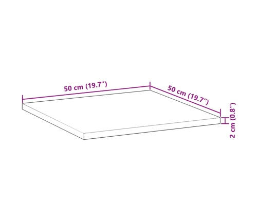 Tablero de mesa cuadrado madera maciza de acacia 50x50x2 cm