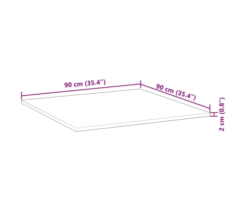 Tablero de mesa cuadrado madera maciza acacia 90x90x2 cm