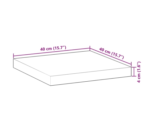 Tablero de mesa cuadrado madera maciza acacia 40x40x4 cm