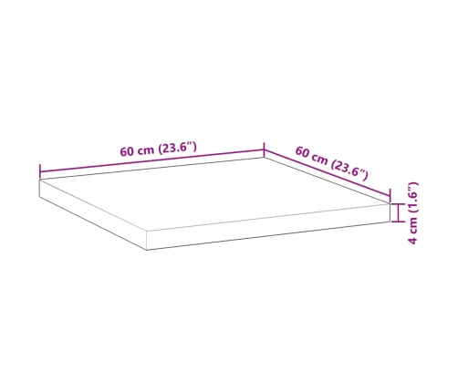 Tablero de mesa cuadrado madera maciza acacia 60x60x4 cm