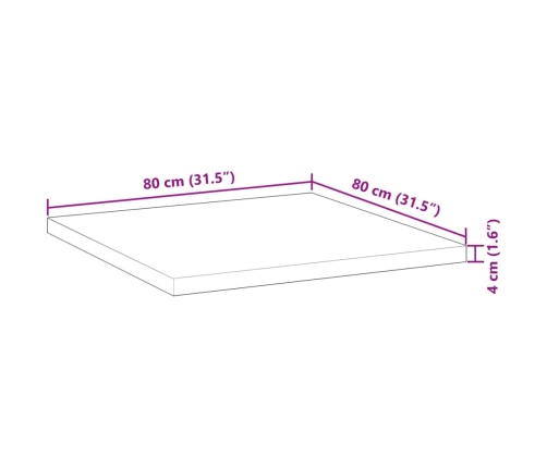 Tablero de mesa cuadrado madera maciza acacia 80x80x4 cm