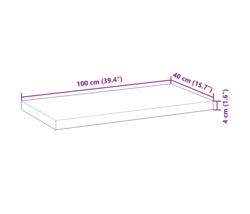 Tablero de mesa rectangular madera maciza acacia 100x40x4 cm