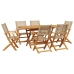 Set de comedor de jardín 7 pzas ratán PE madera maciza beige
