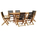 Set de comedor jardín 7 pzas polipropileno madera maciza negro