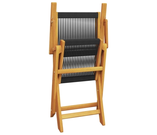 Set de comedor jardín 7 pzas polipropileno madera maciza negro