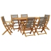 Set de comedor jardín 7 pzas polipropileno madera maciza gris