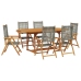 Set de comedor de jardín 7 pzas ratán PE madera acacia gris
