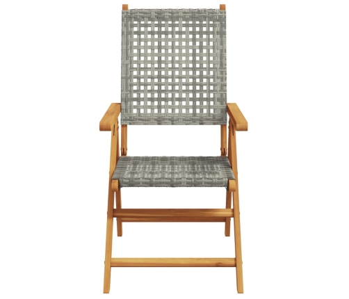 Set de comedor de jardín 7 pzas ratán PE madera acacia gris
