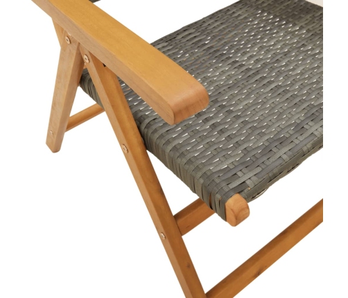 Set de comedor de jardín 7 pzas ratán PE madera acacia gris