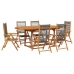 Set de comedor jardín 7 pzas polipropileno madera maciza gris