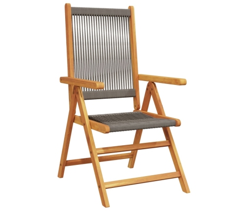 Set de comedor jardín 7 pzas polipropileno madera maciza gris