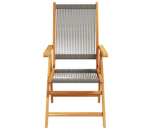 Set de comedor jardín 7 pzas polipropileno madera maciza gris