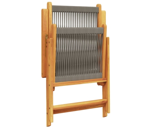 Set de comedor jardín 7 pzas polipropileno madera maciza gris