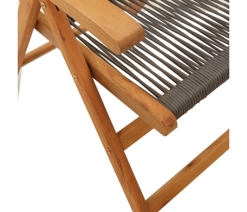 Set de comedor jardín 7 pzas polipropileno madera maciza gris