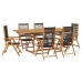 Set de comedor jardín 7 pzas polipropileno madera maciza negro