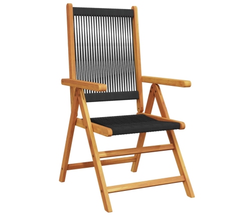 Set de comedor jardín 7 pzas polipropileno madera maciza negro
