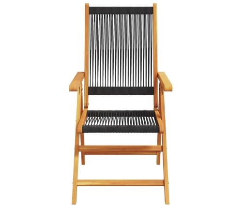 Set de comedor jardín 7 pzas polipropileno madera maciza negro