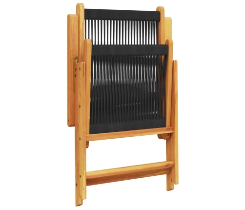 Set de comedor jardín 7 pzas polipropileno madera maciza negro