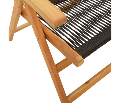 Set de comedor jardín 7 pzas polipropileno madera maciza negro