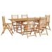Set de comedor jardín 7 pzas polipropileno madera maciza beige