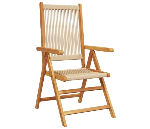 Set de comedor jardín 7 pzas polipropileno madera maciza beige