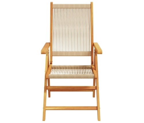 Set de comedor jardín 7 pzas polipropileno madera maciza beige