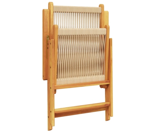 Set de comedor jardín 7 pzas polipropileno madera maciza beige