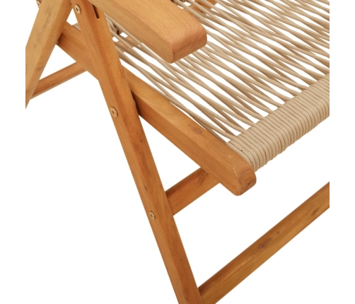 Set de comedor jardín 7 pzas polipropileno madera maciza beige