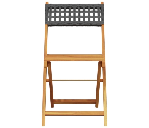 Juego de bistro de 3 piezas ratán PE y madera maciza negro