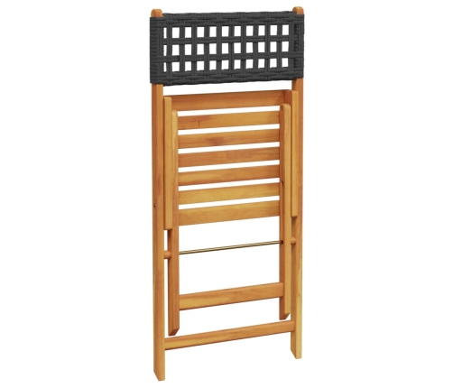 Juego de bistro de 3 piezas ratán PE y madera maciza negro