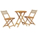 Juego de bistro de 3 piezas ratán PE y madera maciza beige
