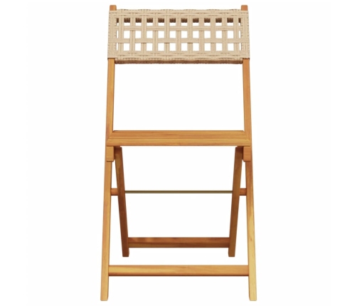 Juego de bistro de 3 piezas ratán PE y madera maciza beige