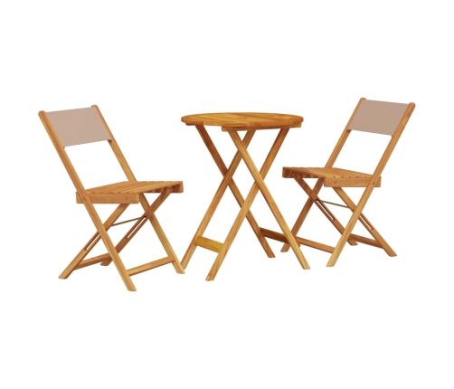 Juego de bistro de 3 piezas tela y madera maciza taupe