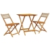 Juego de bistro de 3 piezas ratán PE y madera maciza beige