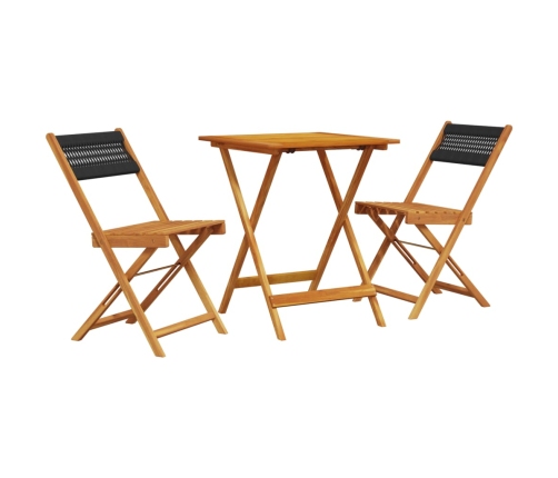 Juego de bistro de 3 piezas polipropileno y madera maciza negro
