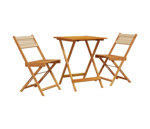 Juego de bistro de 3 piezas polipropileno y madera maciza beige