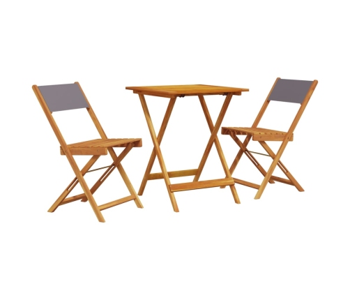 Juego de bistro de 3 piezas tela y madera maciza antracita