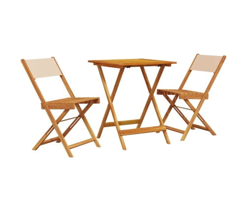 Juego de bistro de 3 piezas tela y madera maciza bej