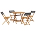Set de comedor de jardín 5 pzas ratán PE madera maciza negro