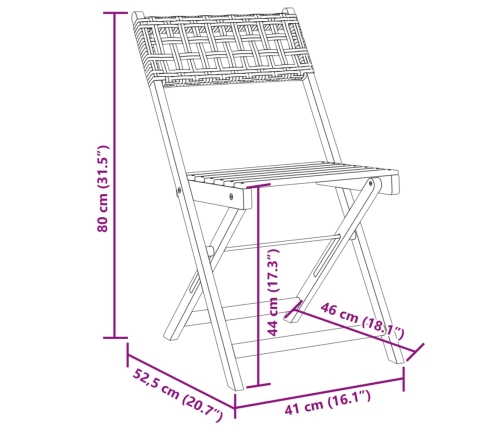 Set de comedor de jardín 5 pzas ratán PE madera maciza negro