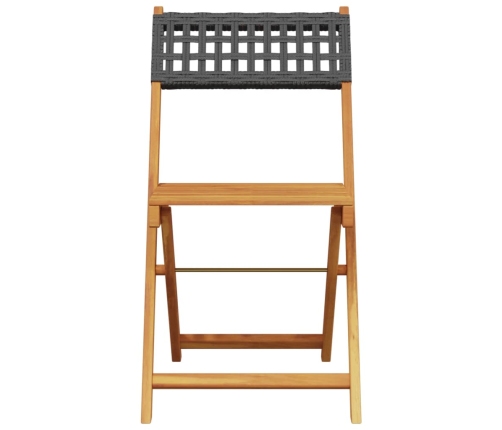 Set de comedor de jardín 5 pzas ratán PE madera maciza negro