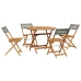 Set de comedor de jardín 5 piezas ratán PE madera maciza gris