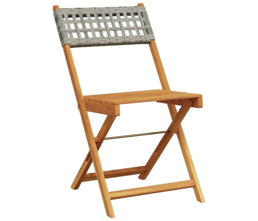 Set de comedor de jardín 5 piezas ratán PE madera maciza gris