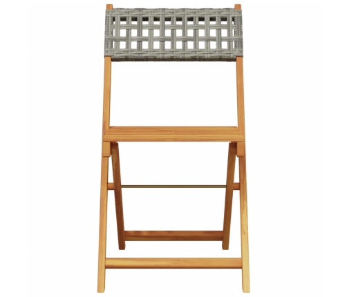 Set de comedor de jardín 5 piezas ratán PE madera maciza gris