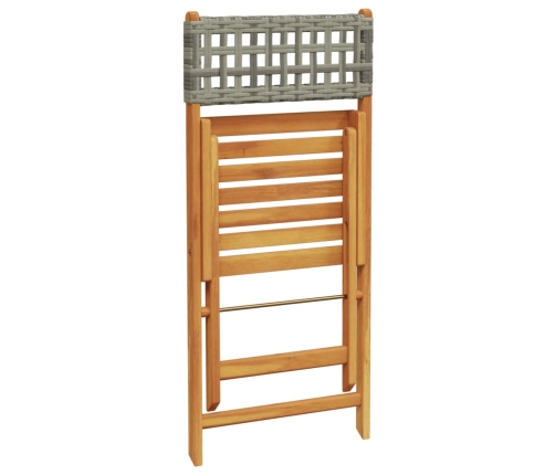 Set de comedor de jardín 5 piezas ratán PE madera maciza gris
